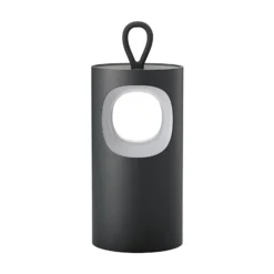 Lámpara de mesa LED recargable Lunari, negro, 16 cm, metal, CCT IP44