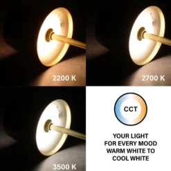 Lámpara de mesa LED recargable Roxi, color latón, metal, IP54, atenuador