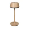 Lámpara de mesa LED recargable Lyon, color arena, IP54, atenuador, CCT, RGB