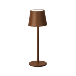 Lámpara de mesa LED recargable Roxi, color óxido, metal, IP54, atenuador