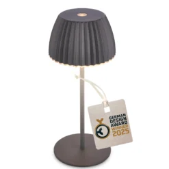 Lámpara de mesa LED recargable Brilo unplugged Riffle, 20 cm, antracita