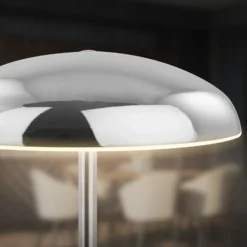 Lámpara de mesa LED recargable Brilo unplugged Caxa 30 cm, cromada