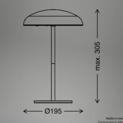 Lámpara de mesa LED recargable Brilo unplugged Caxa 30 cm, cromada