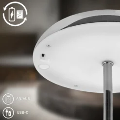 Lámpara de mesa LED recargable Brilo unplugged Caxa 30 cm, cromada