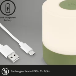 Lámpara de mesa LED recargable Smal, verde, 2.700K, atenuable