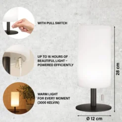 Lámpara de mesa LED recargable Larino, altura 28 cm