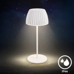Lámpara de mesa LED recargable Brilo unplugged Riffle, 20 cm, blanca
