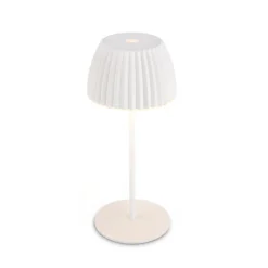 Lámpara de mesa LED recargable Brilo unplugged Riffle, 20 cm, blanca
