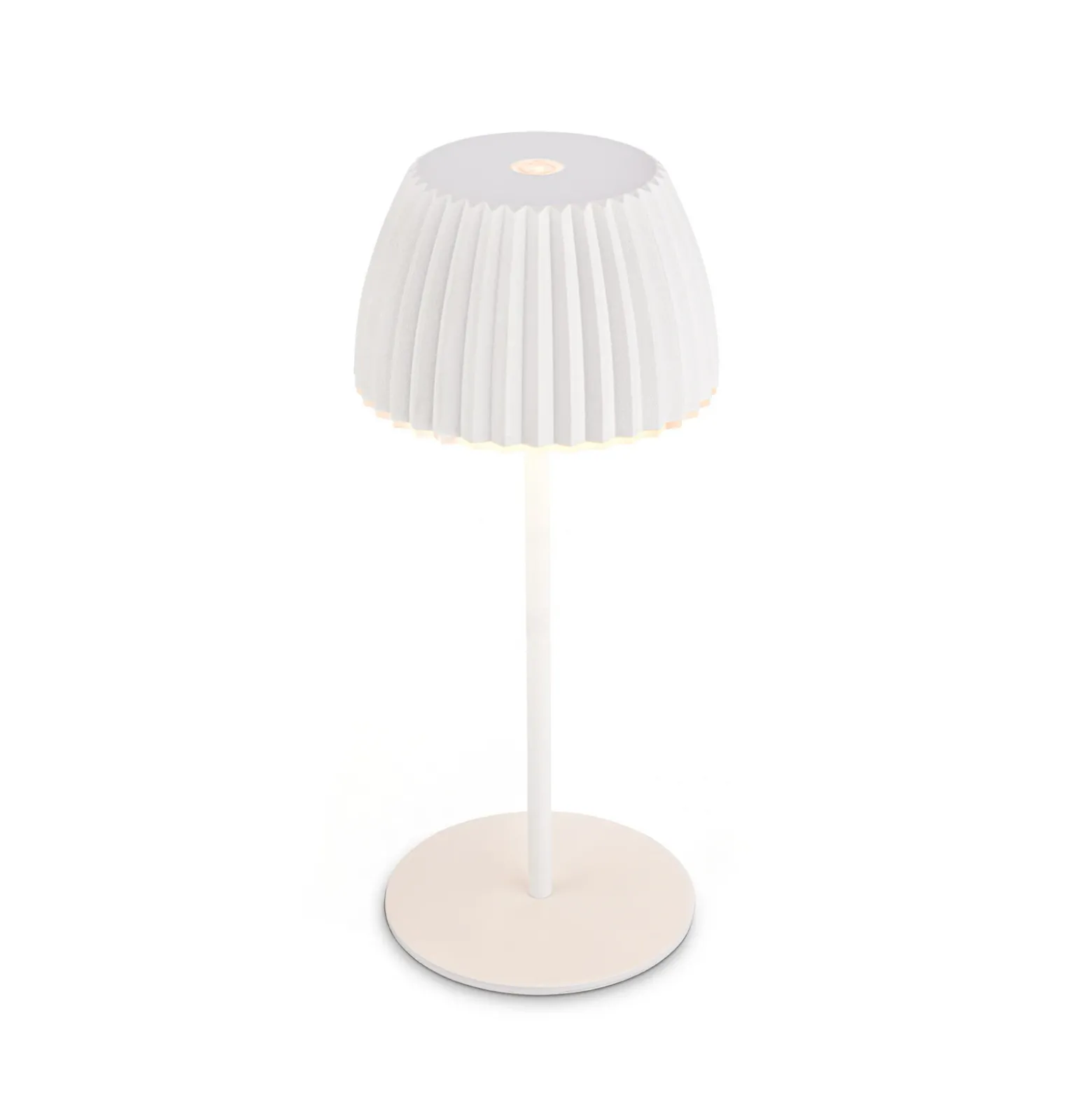 Lámpara de mesa LED recargable Brilo unplugged Riffle, 20 cm, blanca