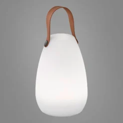 Lámpara de mesa LED recargable Ruby, Ø 14 cm, blanca, IP44, RGB atenuable