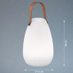 Lámpara de mesa LED recargable Ruby, Ø 14 cm, blanca, IP44, RGB atenuable