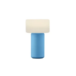 Lámpara de mesa LED recargable Tiny-B, azul pastel, altura 13 cm, IP54