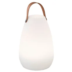 Lámpara de mesa LED recargable Ruby, Ø 18 cm, blanca, IP44, RGB atenuable