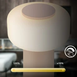 Lámpara de mesa LED recargable Juna, beige, IP44, atenuable, 20 cm