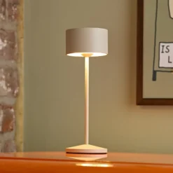 Lámpara de mesa LED recargable Veluna, beige, juego de 3, 25 cm, IP44