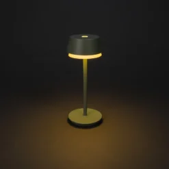 Lámpara de mesa LED recargable Lyon, verde/gris, IP54, atenuador, CCT, RGB