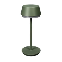 Lámpara de mesa LED recargable Lyon, verde/gris, IP54, atenuador, CCT, RGB