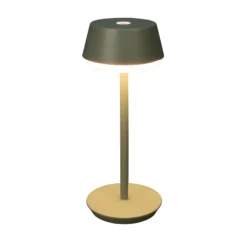 Lámpara de mesa LED recargable Lyon, verde/gris, IP54, atenuador, CCT, RGB