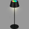 Lámpara de mesa LED recargable Kiki, negra, IP44, 3.000 K, RGBW