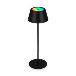 Lámpara de mesa LED recargable Kiki, negra, IP44, 3.000 K, RGBW