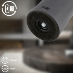 Lámpara de mesa LED recargable Juna, antracita, IP44, atenuable, 20 cm