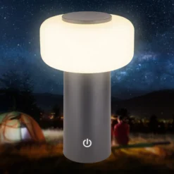 Lámpara de mesa LED recargable Juna, antracita, IP44, atenuable, 20 cm