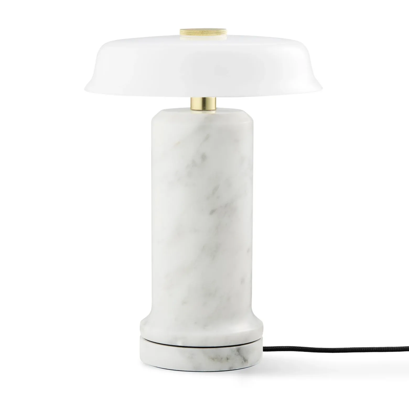 Lámpara de mesa LED recargable Trip No. 2, carrara/blanco, mármol, cristal