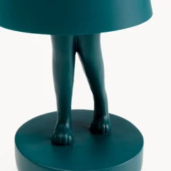 Lámpara de mesa LED recargable KARE Animal Rabbit, color petróleo, IP54, 29 cm