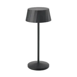 Lámpara de mesa LED recargable Facetta, negra, 22 cm, metal CCT IP44