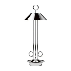 Lámpara de mesa LED recargable Nudiderot, cromo, aluminio, IP54, atenuable