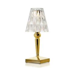 Lámpara de mesa LED recargable Kartell Battery, 26 cm, color dorado, IP54