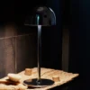 Lámpara de mesa LED recargable Tim, color níquel, altura 30 cm, IP54