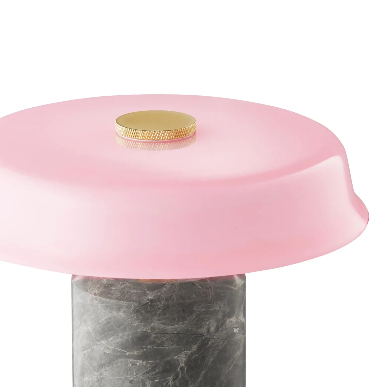 Lámpara de mesa LED recargable Trip No. 2, plateada/rosa, mármol, cristal