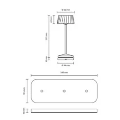 Lámpara de mesa LED recargable Facetta, juego de 3, negro, 22 cm, IP44