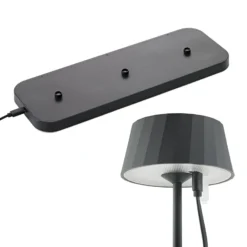 Lámpara de mesa LED recargable Facetta, juego de 3, negro, 22 cm, IP44