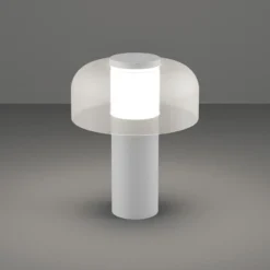 Lámpara de mesa LED recargable Ponente, Ø 16 cm, blanca, CCT, atenuable