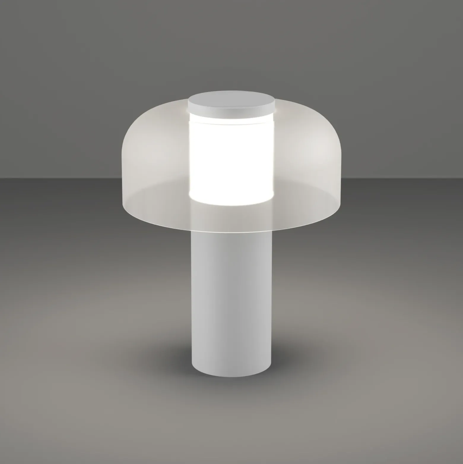 Lámpara de mesa LED recargable Ponente, Ø 16 cm, blanca, CCT, atenuable