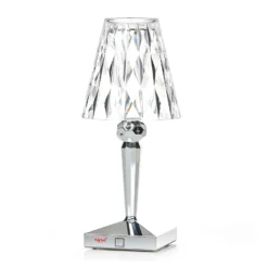 Lámpara de mesa LED recargable Kartell Battery, 30 cm, color cromo, IP54