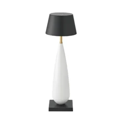 lámpara de mesa LED recargable Thala, blanco/negro, IP65, 24 cm