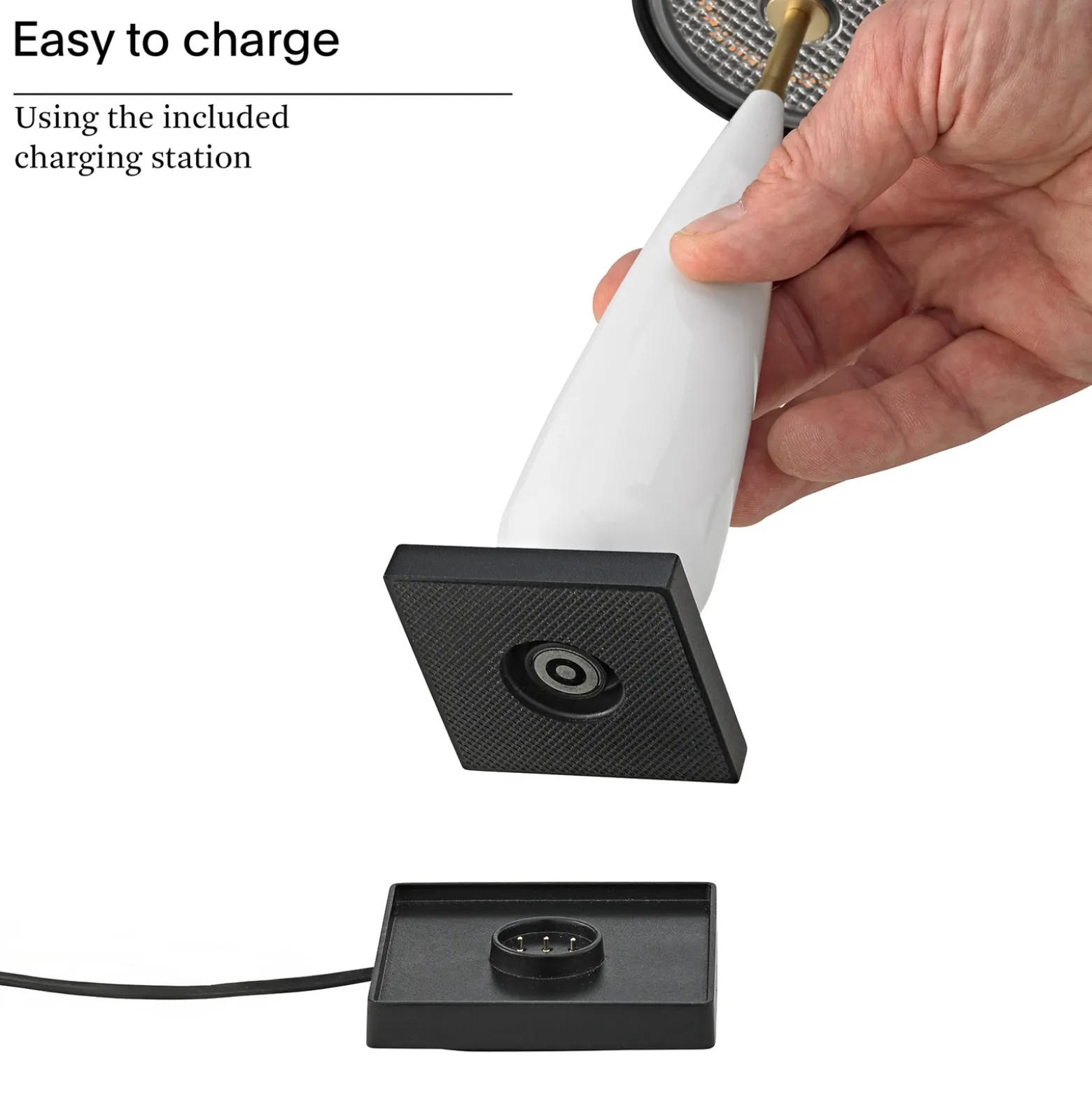 lámpara de mesa LED recargable Thala, blanco/negro, IP65, 24 cm