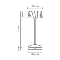 Lámpara de mesa LED recargable Facetta, beige, 22 cm, metal, CCT IP44