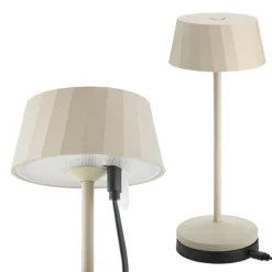 Lámpara de mesa LED recargable Facetta, beige, 22 cm, metal, CCT IP44