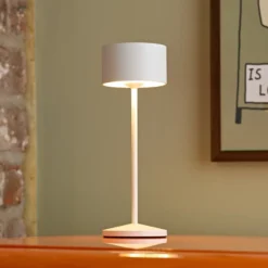 Lámpara de mesa LED recargable Veluna, blanca, juego de 3, 25 cm, IP44