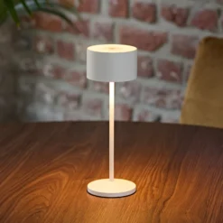 Lámpara de mesa LED recargable Veluna, blanca, juego de 3, 25 cm, IP44