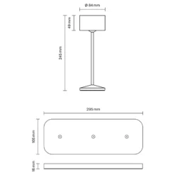 Lámpara de mesa LED recargable Veluna, blanca, juego de 3, 25 cm, IP44