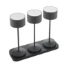Lámpara de mesa LED recargable Veluna, negra, juego de 3, 25 cm, IP44