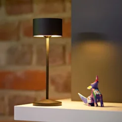 Lámpara de mesa LED recargable Veluna, negra, juego de 3, 25 cm, IP44