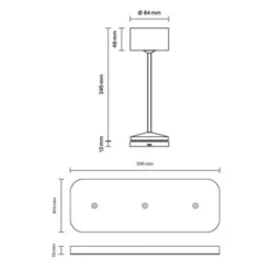 Lámpara de mesa LED recargable Veluna, negra, juego de 3, 25 cm, IP44