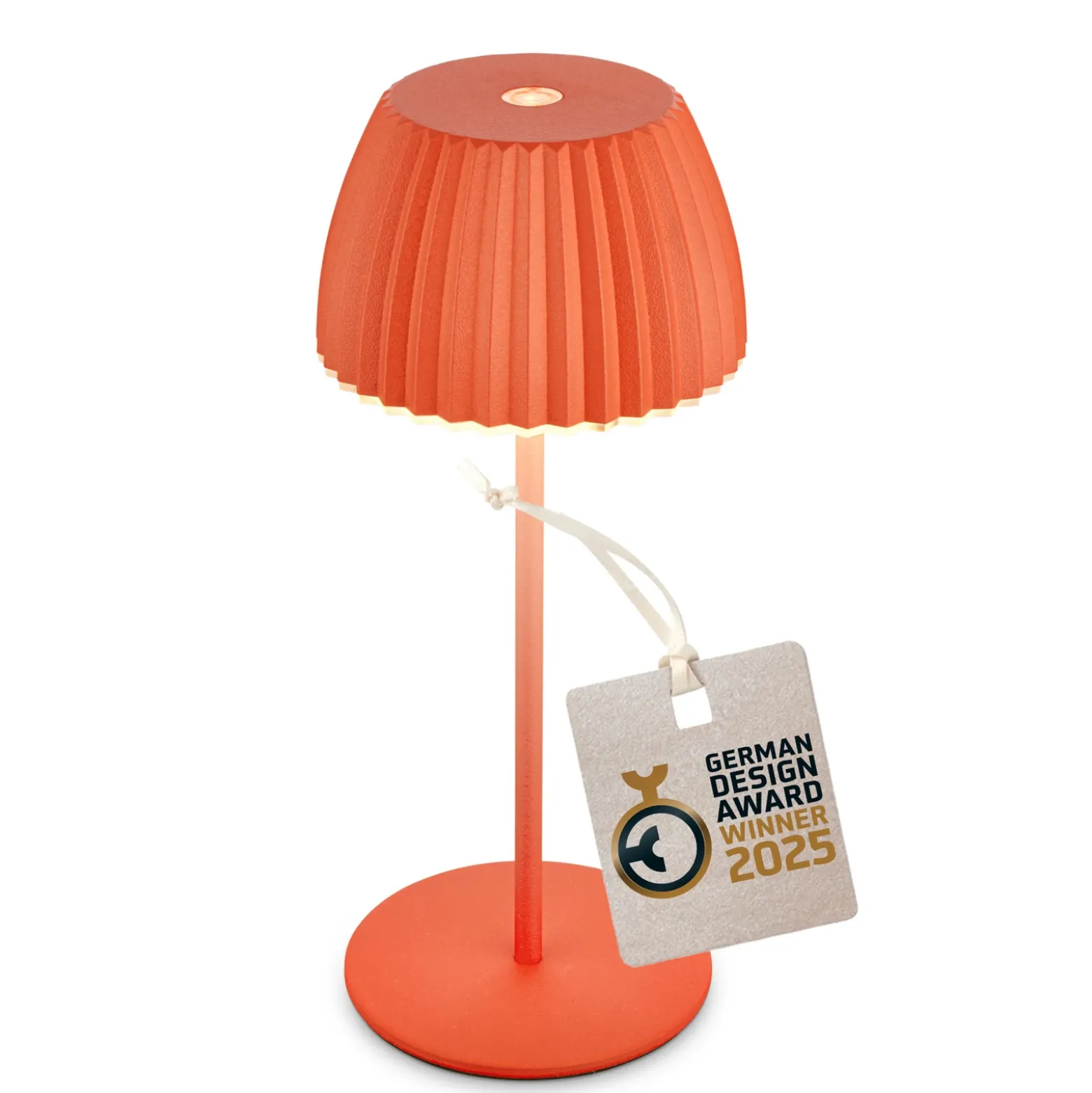 Lámpara de mesa LED recargable Brilo unplugged Riffle, 20 cm, naranja