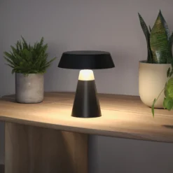 Lámpara de mesa LED recargable Paulmann Lirox, negra/beige, 20 cm, IP44